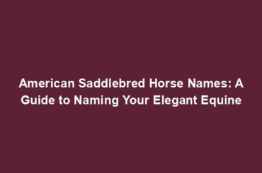 American Saddlebred Horse Names: A Guide to Naming Your Elegant Equine