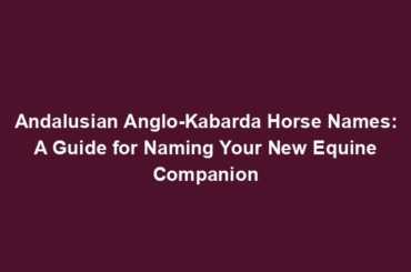 Andalusian Anglo-Kabarda Horse Names: A Guide for Naming Your New Equine Companion