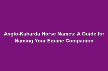 Anglo-Kabarda Horse Names: A Guide for Naming Your Equine Companion