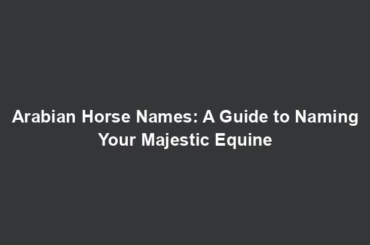 Arabian Horse Names: A Guide to Naming Your Majestic Equine