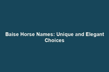 Baise Horse Names: Unique and Elegant Choices