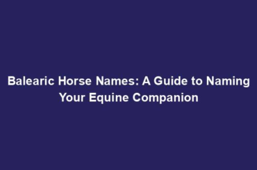 Balearic Horse Names: A Guide to Naming Your Equine Companion