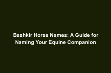 Bashkir Horse Names: A Guide for Naming Your Equine Companion