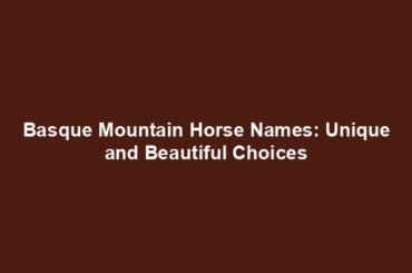 Basque Mountain Horse Names: Unique and Beautiful Choices