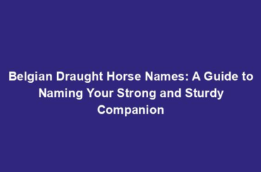 Belgian Draught Horse Names: A Guide to Naming Your Strong and Sturdy Companion