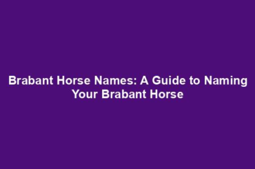 Brabant Horse Names: A Guide to Naming Your Brabant Horse