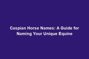 Caspian Horse Names: A Guide for Naming Your Unique Equine