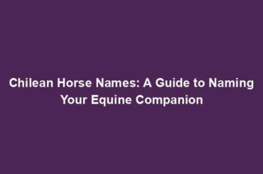 Chilean Horse Names: A Guide to Naming Your Equine Companion