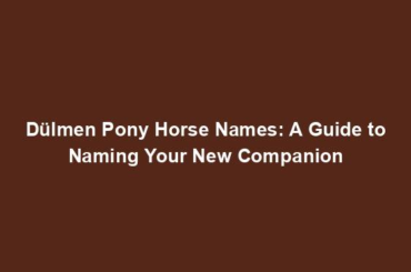 Dülmen Pony Horse Names: A Guide to Naming Your New Companion