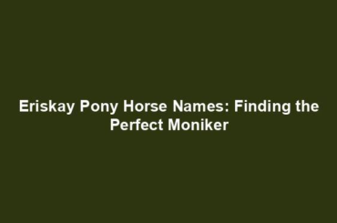 Eriskay Pony Horse Names: Finding the Perfect Moniker