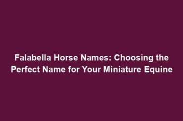 Falabella Horse Names: Choosing the Perfect Name for Your Miniature Equine