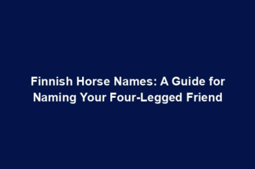 Finnish Horse Names: A Guide for Naming Your Four-Legged Friend