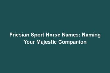 Friesian Sport Horse Names: Naming Your Majestic Companion