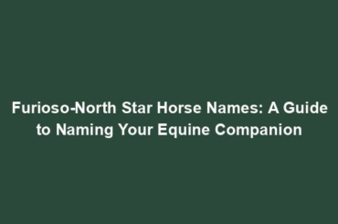 Furioso-North Star Horse Names: A Guide to Naming Your Equine Companion