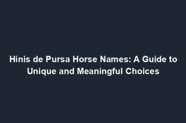 Hinis de Pursa Horse Names: A Guide to Unique and Meaningful Choices