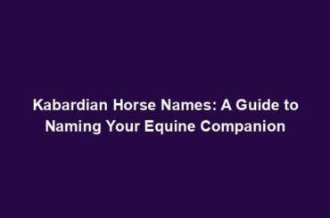 Kabardian Horse Names: A Guide to Naming Your Equine Companion