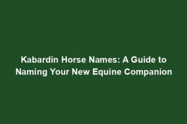 Kabardin Horse Names: A Guide to Naming Your New Equine Companion