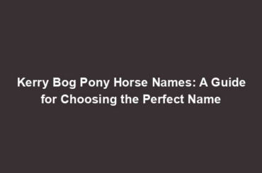 Kerry Bog Pony Horse Names: A Guide for Choosing the Perfect Name