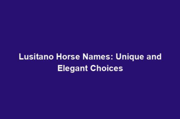 Lusitano Horse Names: Unique and Elegant Choices