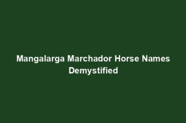 Mangalarga Marchador Horse Names Demystified