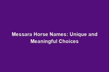 Messara Horse Names: Unique and Meaningful Choices