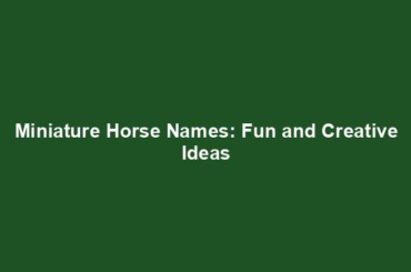 Miniature Horse Names: Fun and Creative Ideas