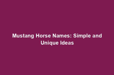 Mustang Horse Names: Simple and Unique Ideas