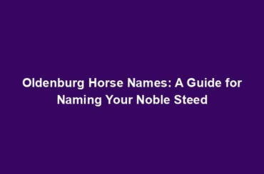 Oldenburg Horse Names: A Guide for Naming Your Noble Steed