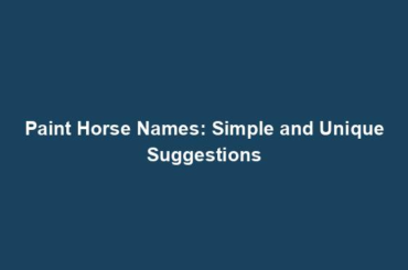 Paint Horse Names: Simple and Unique Suggestions