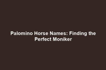 Palomino Horse Names: Finding the Perfect Moniker