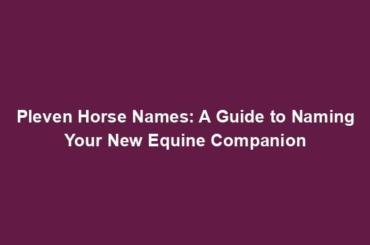 Pleven Horse Names: A Guide to Naming Your New Equine Companion