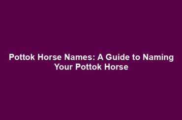 Pottok Horse Names: A Guide to Naming Your Pottok Horse