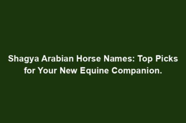 Shagya Arabian Horse Names: Top Picks for Your New Equine Companion.