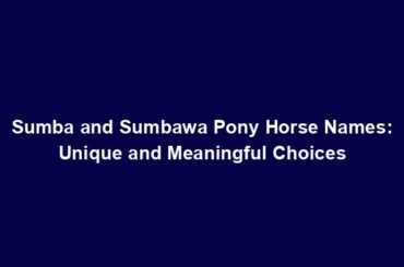 Sumba and Sumbawa Pony Horse Names: Unique and Meaningful Choices