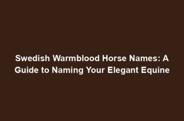 Swedish Warmblood Horse Names: A Guide to Naming Your Elegant Equine