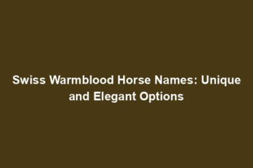 Swiss Warmblood Horse Names: Unique and Elegant Options